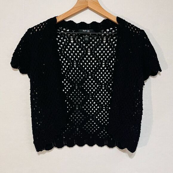 Style & Co Petite Cropped Black Knit Sweater   Sz PS   EUC - Picture 1 of 4